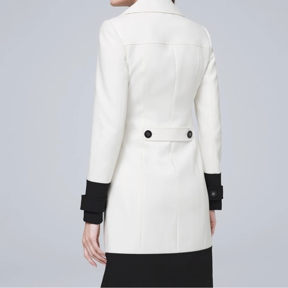 NEW White House Black Market Ecru/Black Colorblock Coat S - Picture 2 of 3